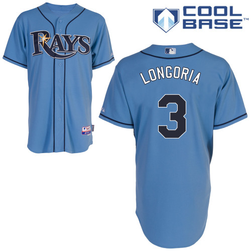 Evan Longoria #3 MLB Jersey-Tampa Bay Rays Men's Authentic Alternate 1 Blue Cool Base Baseball Jersey